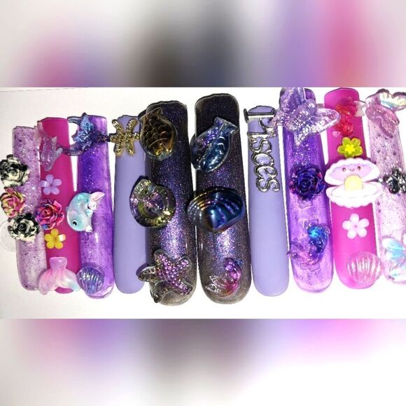 Hand crafted ladie's custom Pisces Girl 10pc xxxl acrylic press on nails - Picture 4 of 6